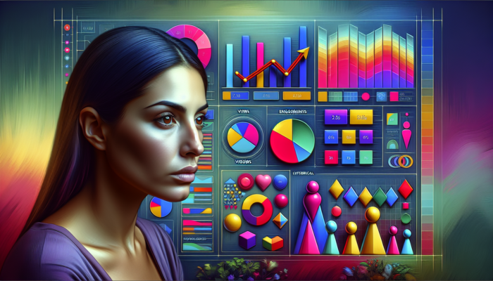Individual analysing Google Business Post metrics dashboard featuring graphs and various post types.