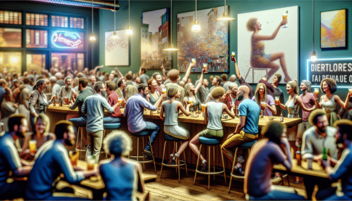 Experience the vibrant downtown bar scene of Henderson, featuring local art, lively patrons, and community events.