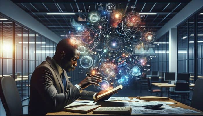 A person analysing financial documents and charts in an office, focused on debt consolidation assessment.