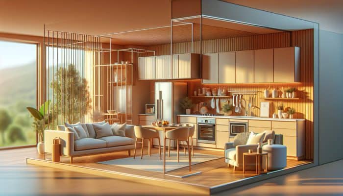 Charming vacation rental apartment featuring a kitchen, living area, and furnishings, offering a budget-friendly alternative to hotels.