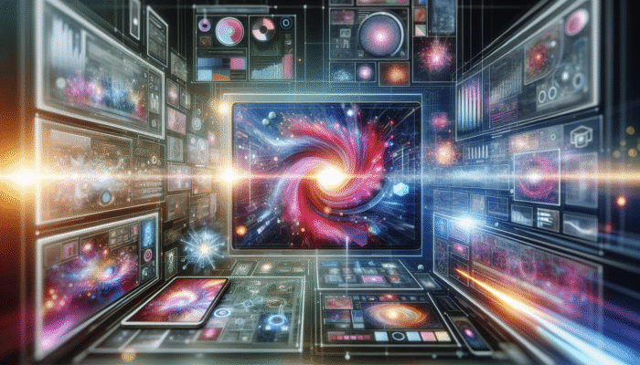A dynamic digital interface displaying real-time data visualisations across various devices, optimised for user experience.