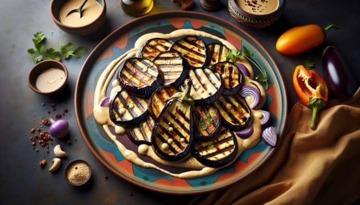 Grilled Eggplant with a Savoury Tahini Sauce Delight