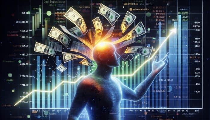 Debt Consolidation With The Snowball Method: UK Guide | DCL Debt Consolidation With The Snowball Method: A person merging colourful debt papers into one glowing document, with charts showing declining interest rates.