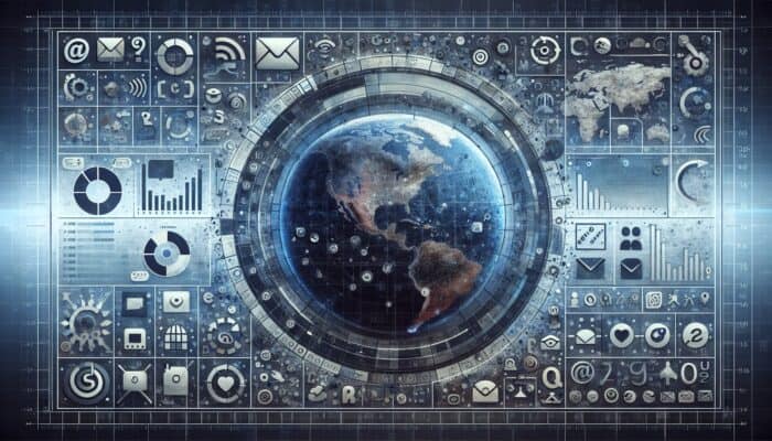 A digital interface displaying email frequency settings alongside a chart of subscriber engagement, set against a backdrop of a global communication network.