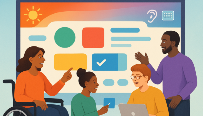 Dynamic Glastonbury business website featuring interactive quizzes, surveys, and accessibility icons for all users.