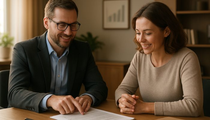 Combine Payday Loans into One Affordable Deal: Save Money Today | DCL UK debt advisor assisting borrower with consolidation documents in a calm office with charts